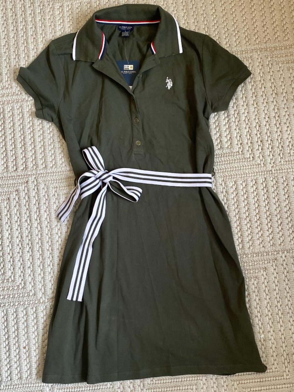 U.S. Polo ASSN Striped Belt Polo Dress